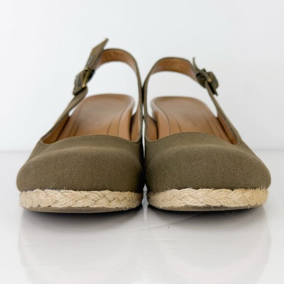 VIONIC Aruba Coralina Canvas Wedges Slingback Rattan Olive Green Espadrilles 7 - Picture 10 of 13